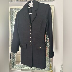 Vintage St. John size 4 black knit blazer pearl buttons braiding old 💰